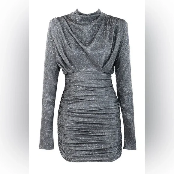 RARE House of CB 'Irena' Silver Sparkle Draped Dress NWT - Picture 16 of 16